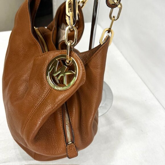 Michael Kors Brown Leather Hobo with Colorful Scarf - Picture 13 of 14